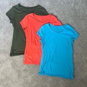 No Boundaries Women's L (11-13) Casual T-Shirt Trio - Green, Orange, and Blue